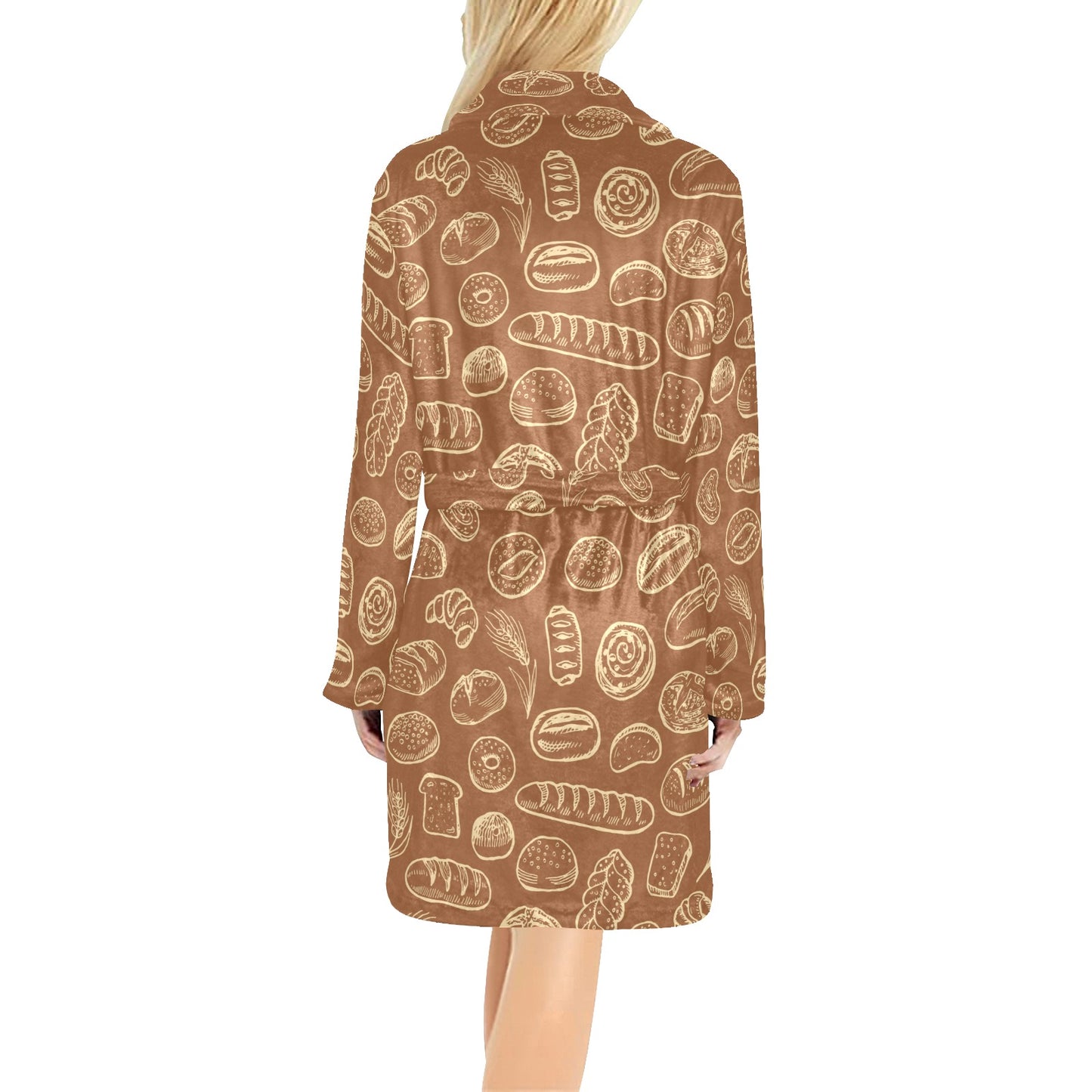 Bread Pattern Print Design 03 Women's Fleece Robe