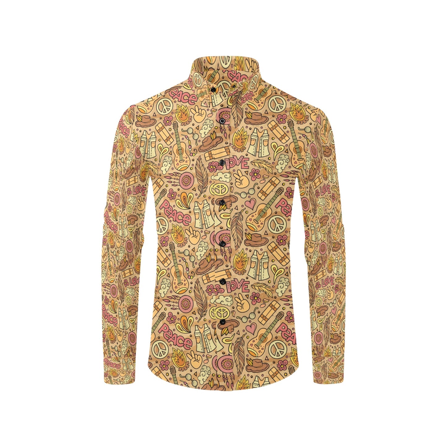 Hippie Print Design LKS305 Men's Long Sleeve Dress Shirt