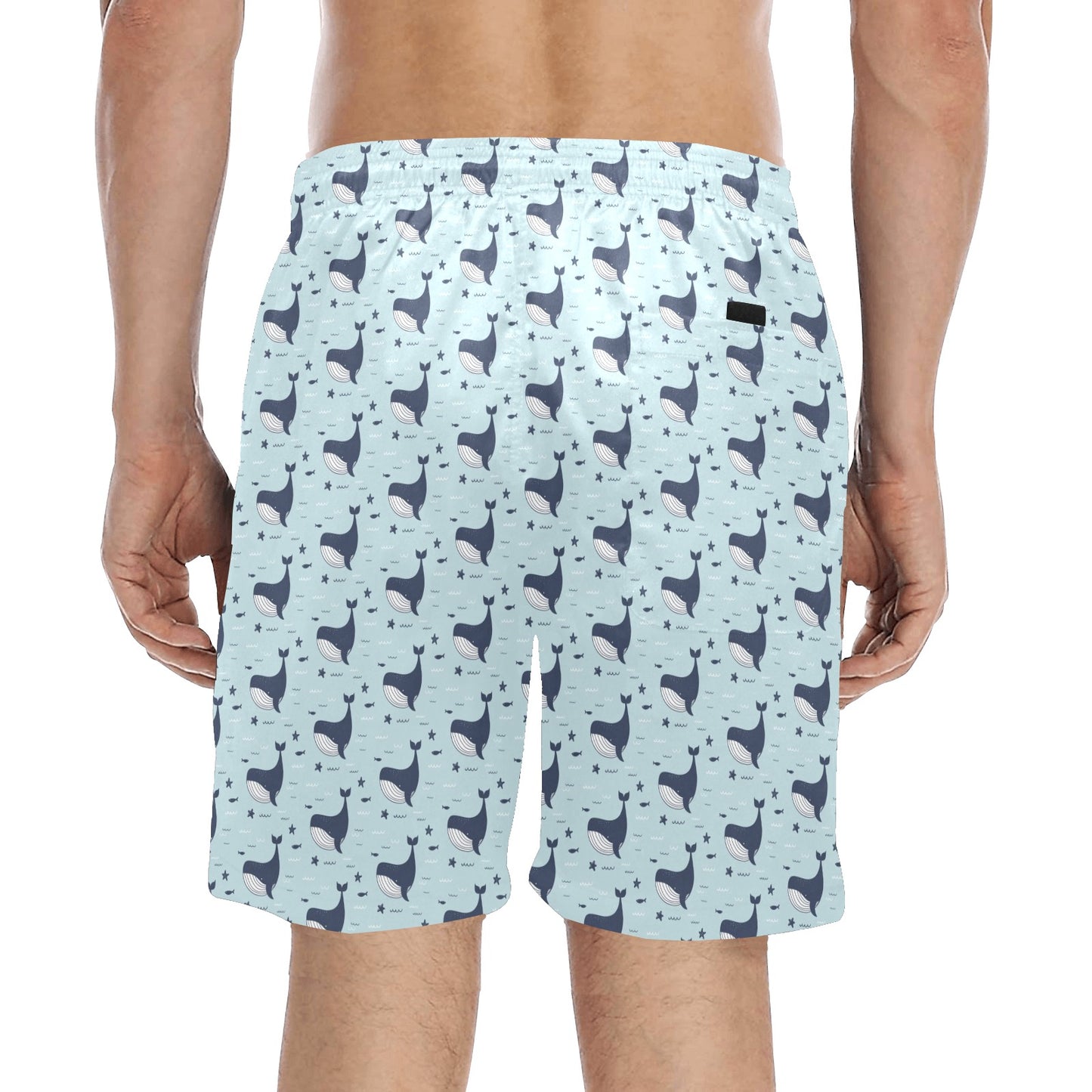Whale Cute Design Themed Print Men's Swim Trunks Beach Shorts