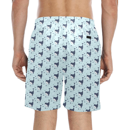 Whale Cute Design Themed Print Men's Swim Trunks Beach Shorts