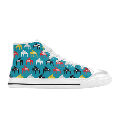 Piano Print Design LKS403 Men's High Top Canvas Shoes