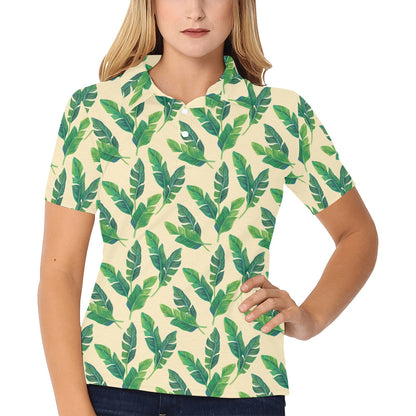 Banana Leaf Pattern Print Design 01 Women's Polo Shirt