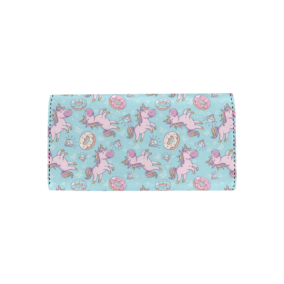 Donut Unicorn Pattern Print Design DN016 Women's Trifold Wallet