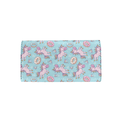 Donut Unicorn Pattern Print Design DN016 Women's Trifold Wallet