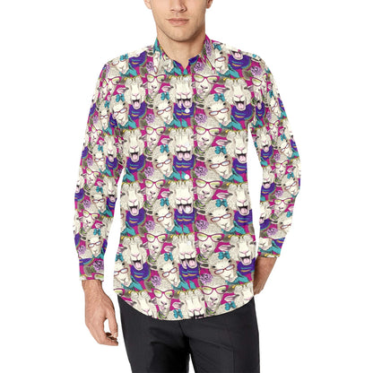 Sheep Print Design LKS403 Men's Long Sleeve Dress Shirt