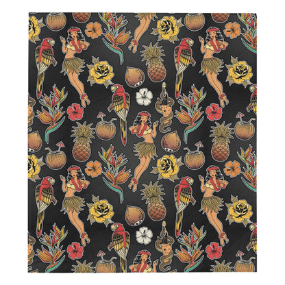 Hula Dancers Hawaiian Style Pattern Print Design 0 Premium Quilt