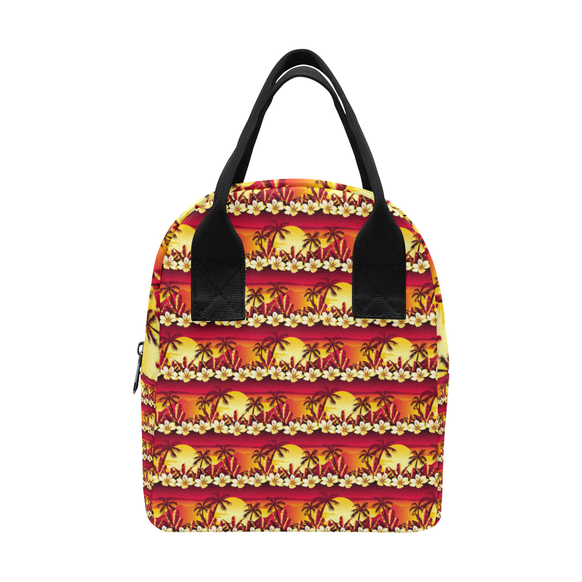 Hawaiian Tropical Sunset Hibiscus Print Insulated Lunch Bag