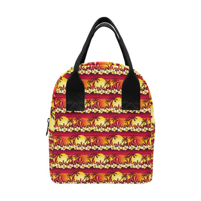 Hawaiian Tropical Sunset Hibiscus Print Insulated Lunch Bag