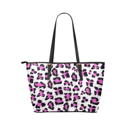 Leopard Pink Skin Print Leather Tote Bag