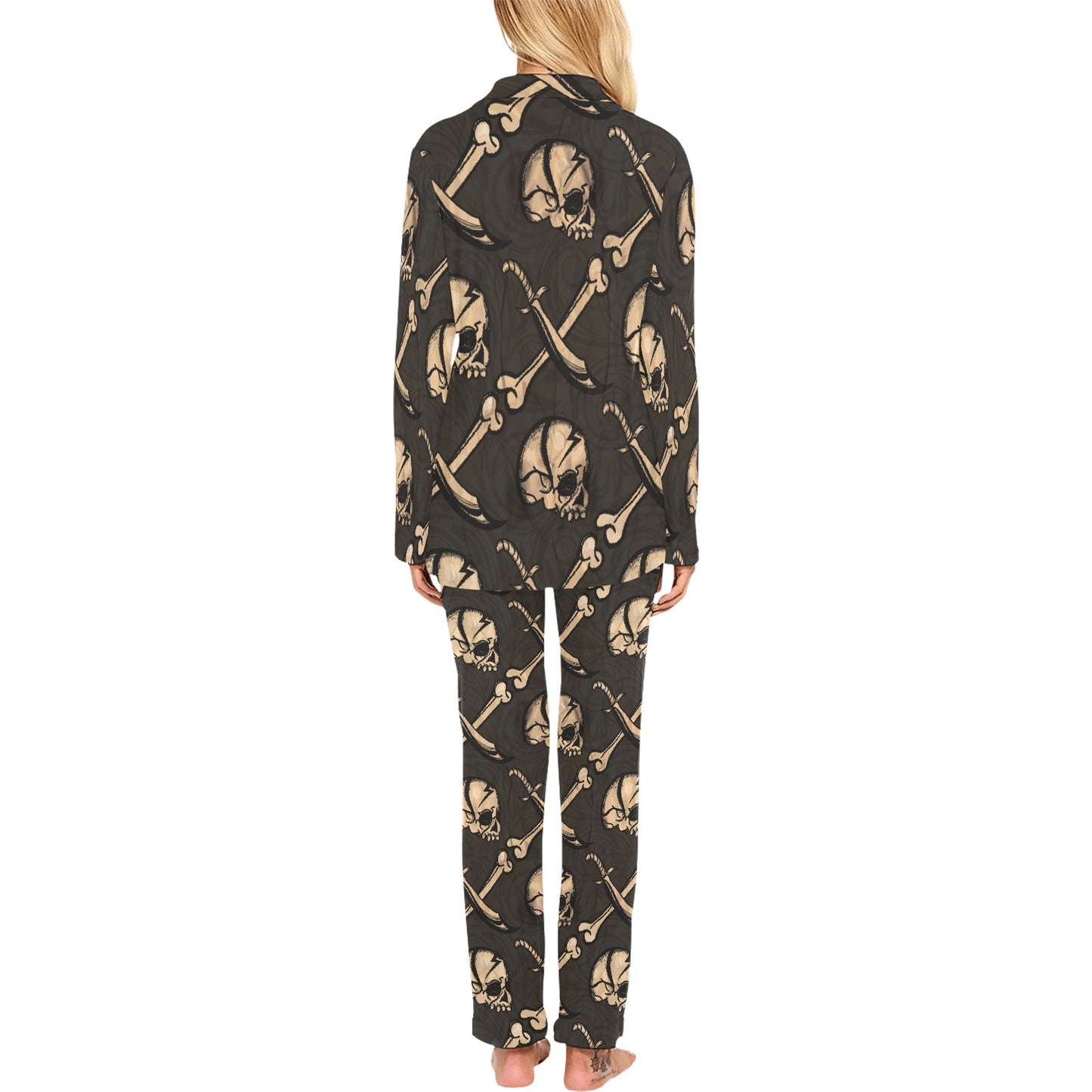 Pirate Pattern Print Design A03 Women's Long Pajama Set