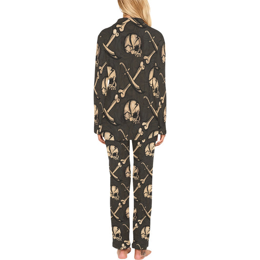 Pirate Pattern Print Design A03 Women's Long Pajama Set