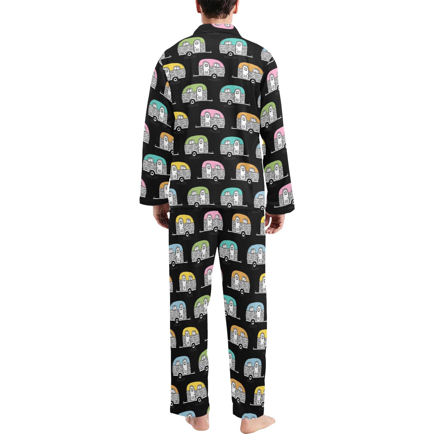 Camper Pattern Camping Themed No 2 Print Men's Long Pajama Set