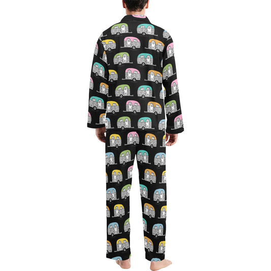Camper Pattern Camping Themed No 2 Print Men's Long Pajama Set