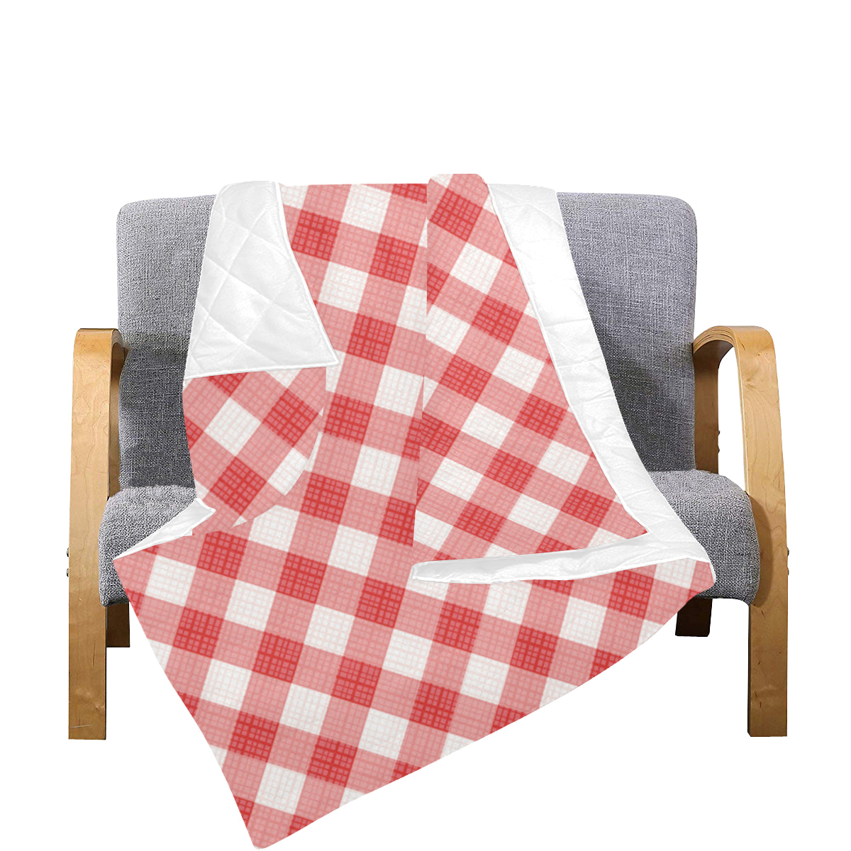 Gingham Red Pattern Print Design 01 Premium Quilt