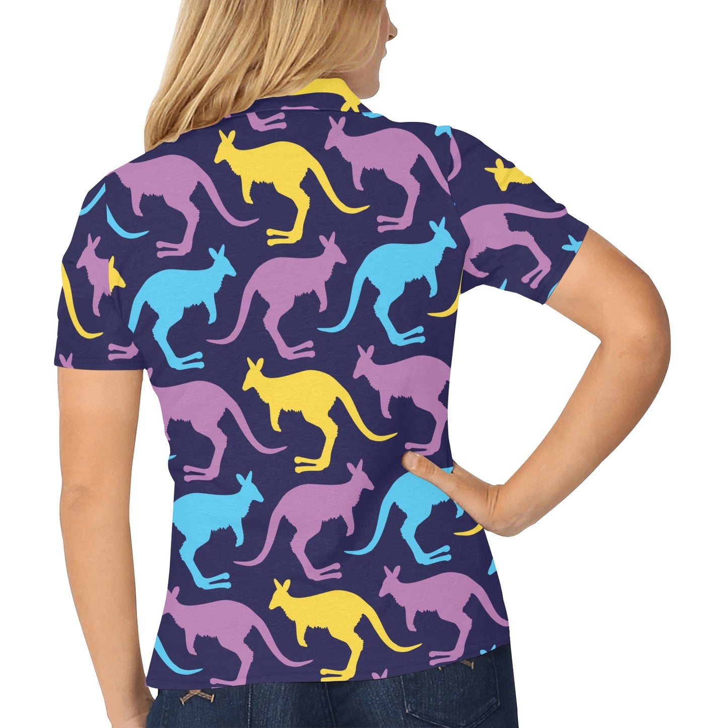 Kangaroos Pattern Print Design 02 Women's Polo Shirt