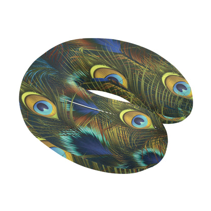 Peacock Feather Pattern Print Design A03 U-Shaped Travel Neck Pillow