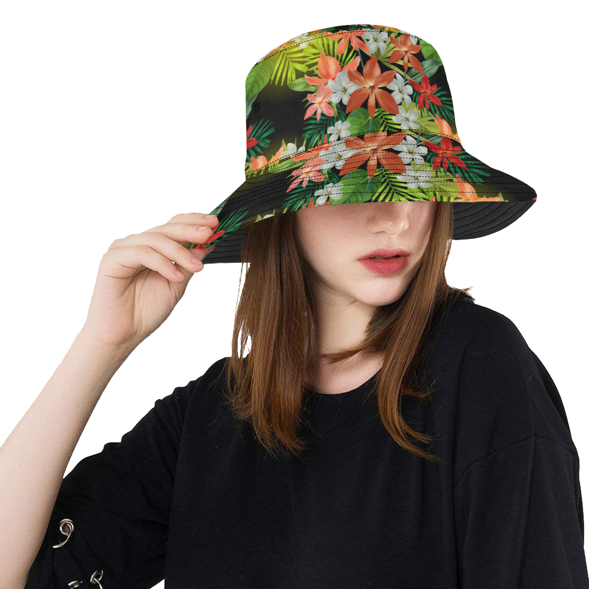 Amaryllis Pattern Print Design AL07 Unisex Bucket Hat