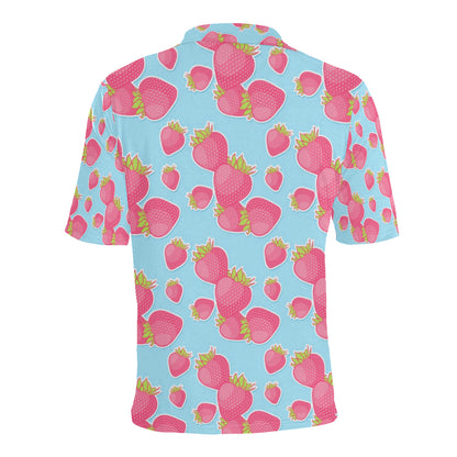 Strawberry Pattern Print Design SB04 Men Polo Shirt
