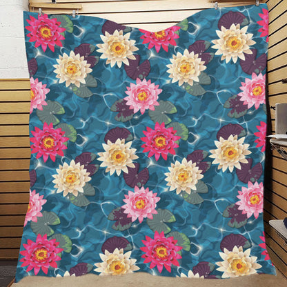 Water Lily Pattern Print Design WL05 Premium Quilt