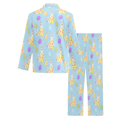 Easter Eggs Pattern Print Design RB015 Men's Long Pajama Set