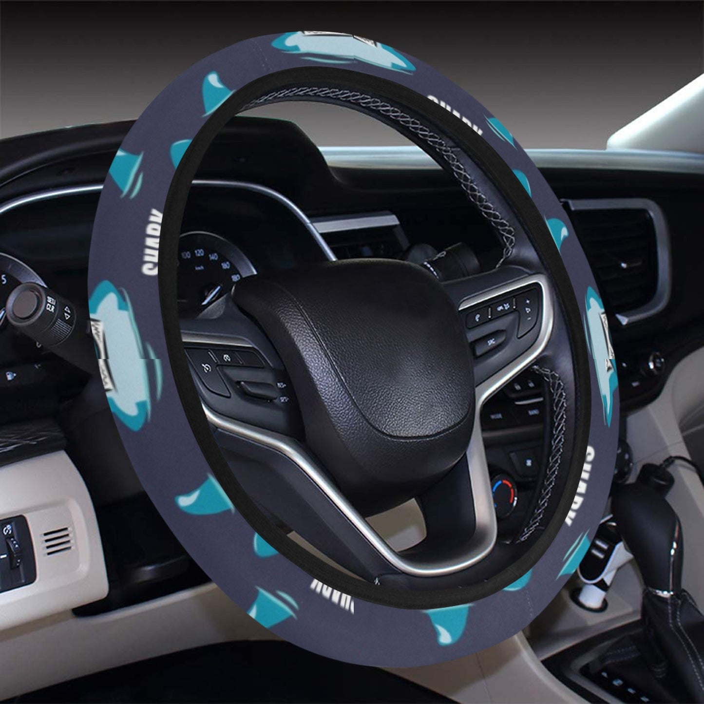 Shark Print Design LKS309 Steering Wheel Cover with Elastic Edge