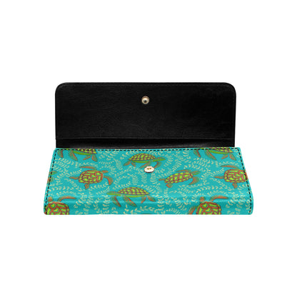 Sea Turtle Pattern Print Design T010 Women's Trifold Wallet