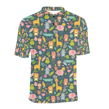 Safari Animal Cartoon Print Design LKS305 Men Polo Shirt