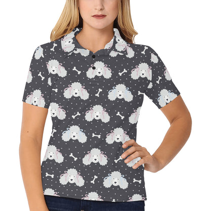 Poodle Pattern Print Design A03 Women's Polo Shirt