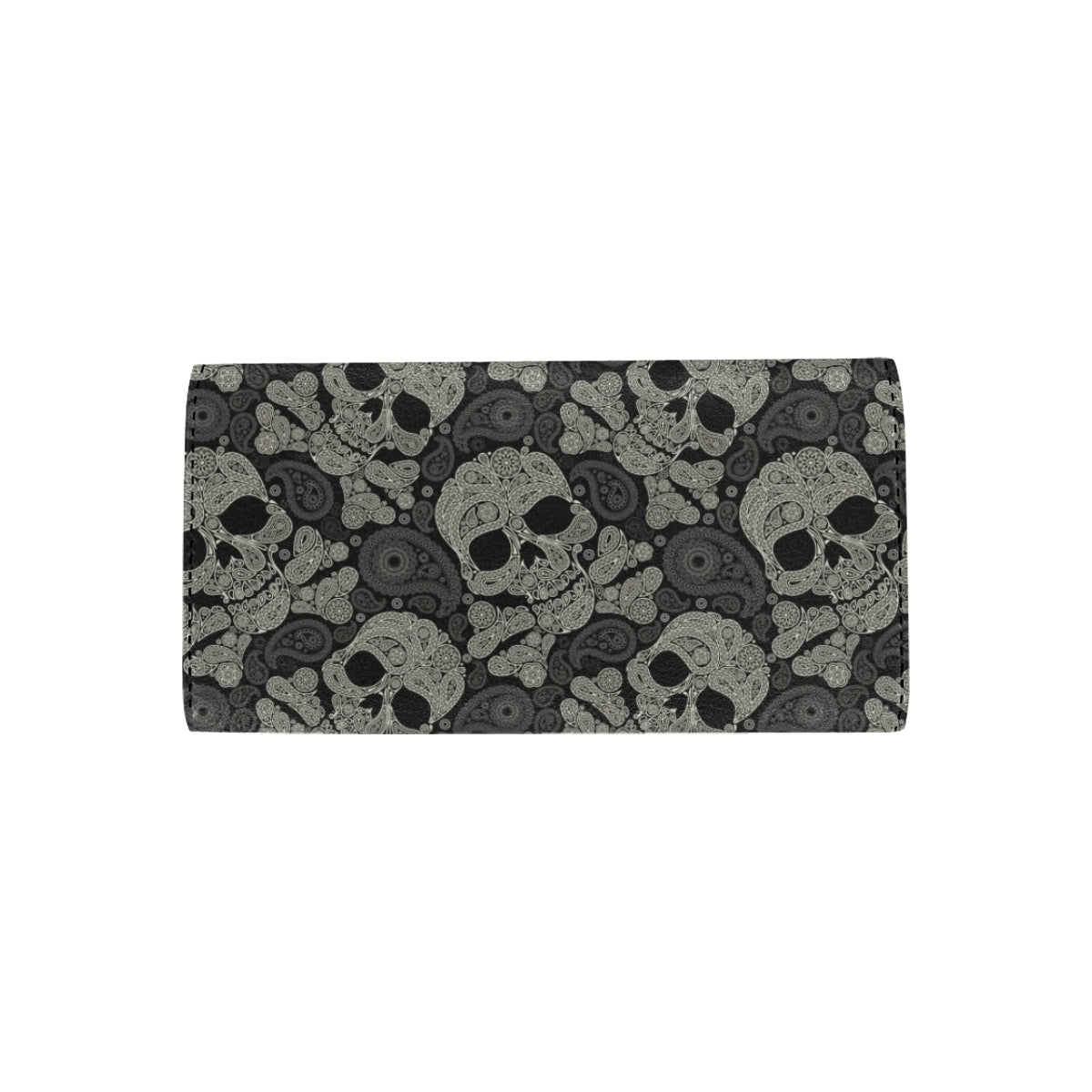 Paisley Skull Pattern Print Design A01 Women's Trifold Wallet