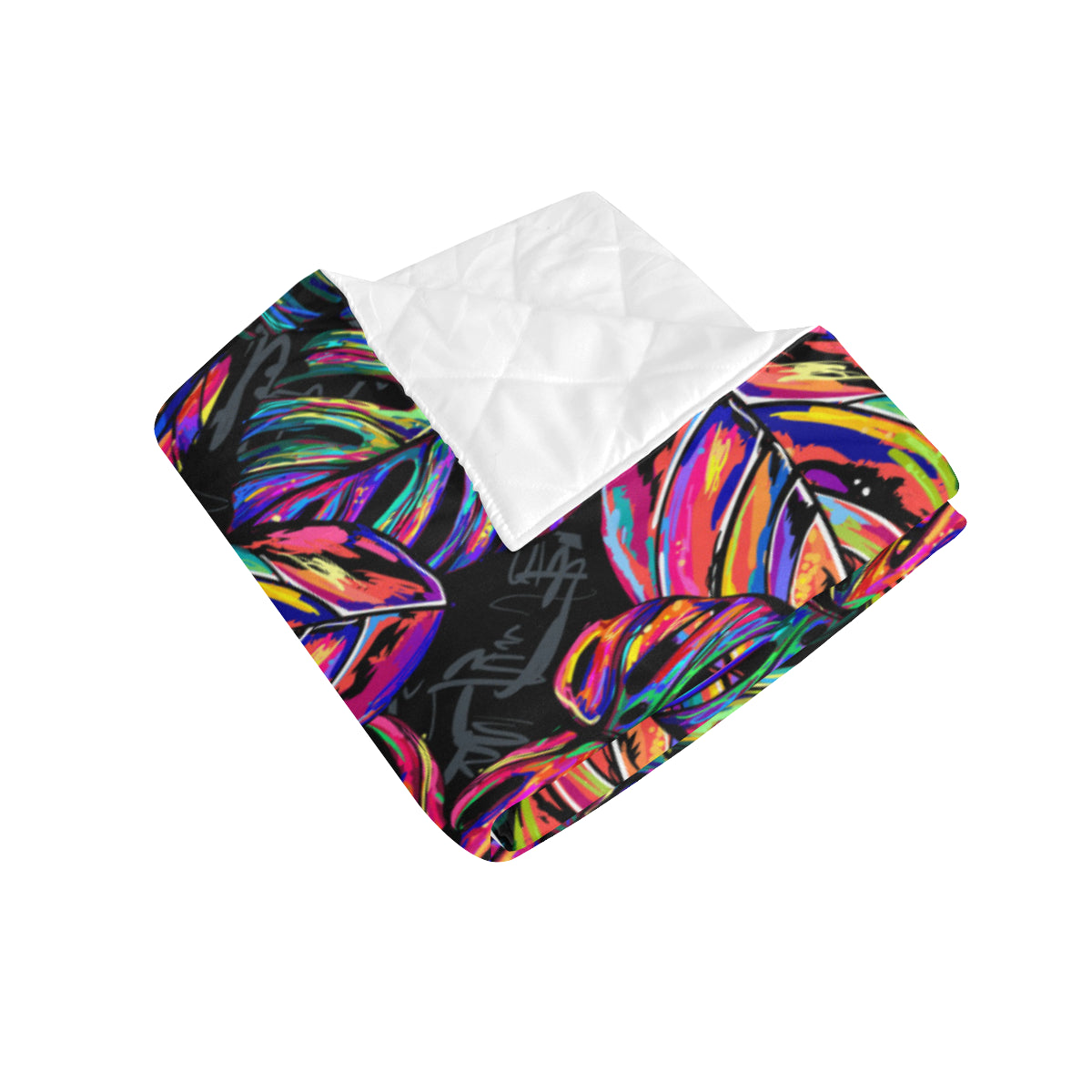 Neon Color Tropical Palm Leaves Premium Quilt