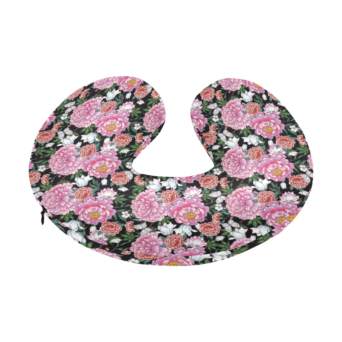 Dahlia Pattern Print Design 02 U-Shaped Travel Neck Pillow