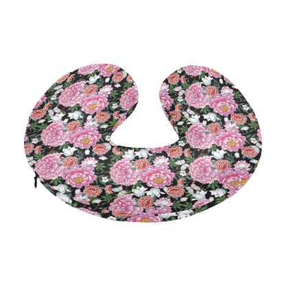 Dahlia Pattern Print Design 02 U-Shaped Travel Neck Pillow