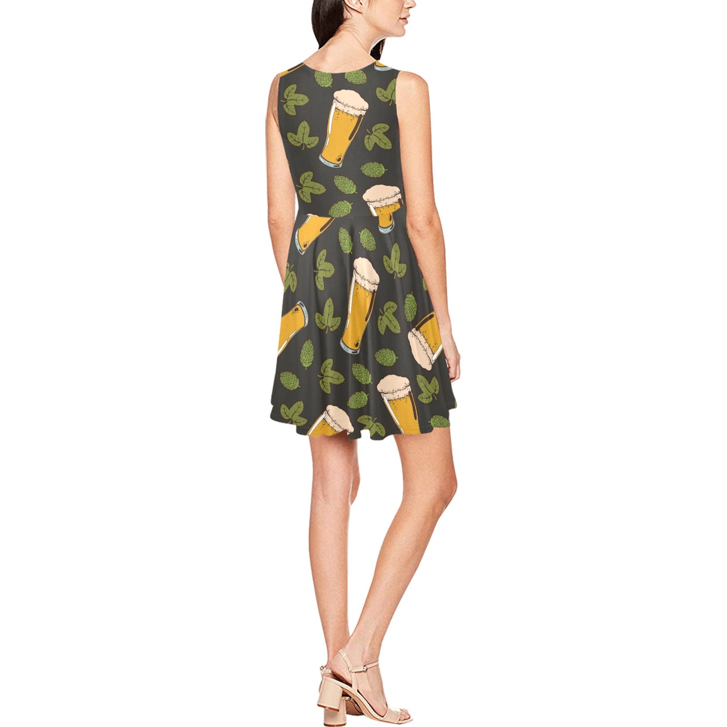 Beer Iris Pattern Print Design 02 Sleeveless Dress
