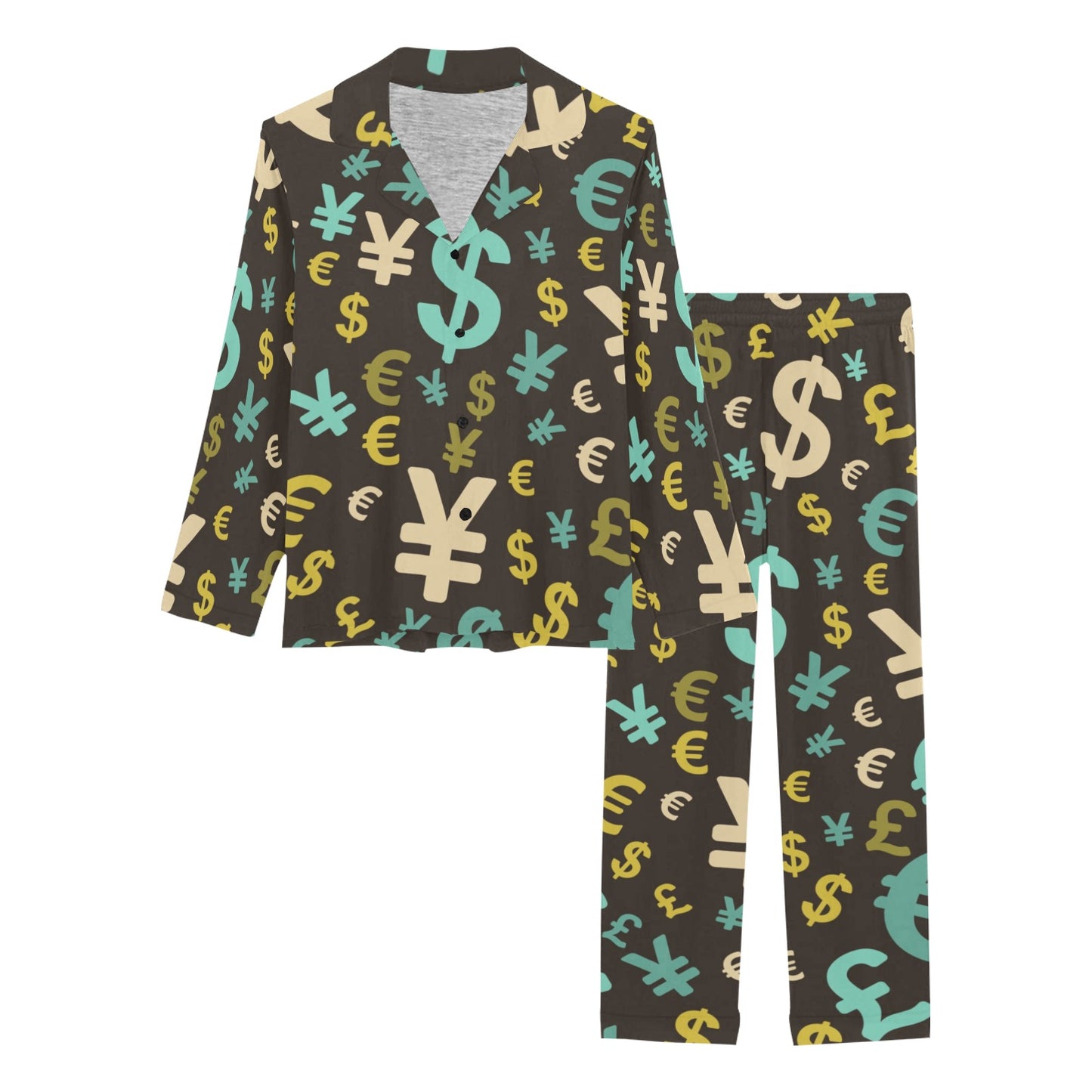 Money Pattern Print Design 01 Women's Long Pajama Set