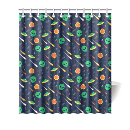 Alien UFO Pattern Print Design 05 Shower Curtain
