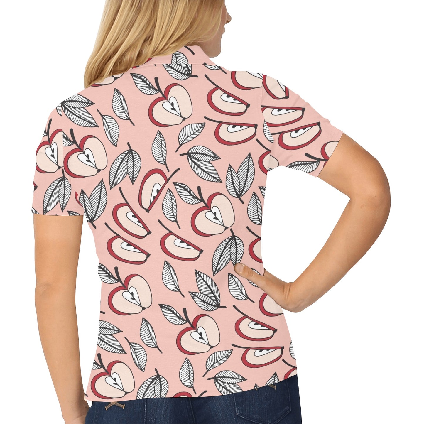 Apple Pattern Print Design AP04 Women's Polo Shirt