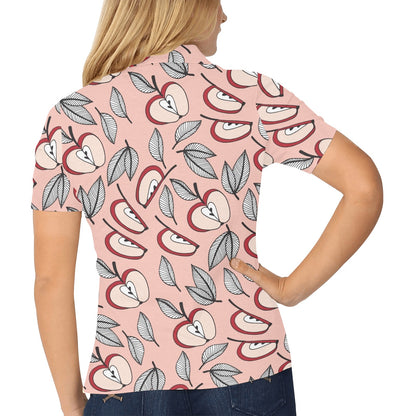 Apple Pattern Print Design AP04 Women's Polo Shirt
