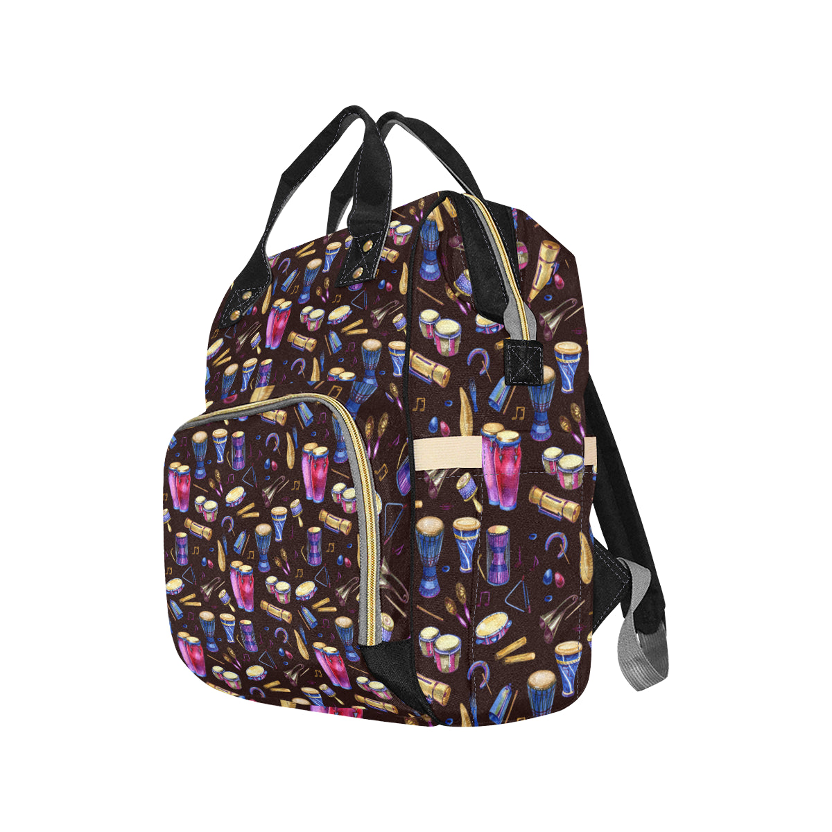 Percussion Neon Pattern Print Design 04 Diaper Bag Backpack