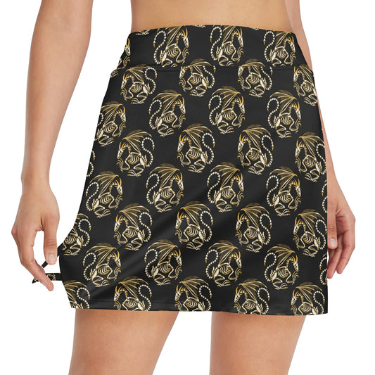 Skeleton Dragon Print Design LKS306 17" Golf & Pickleball Skort with Pockets