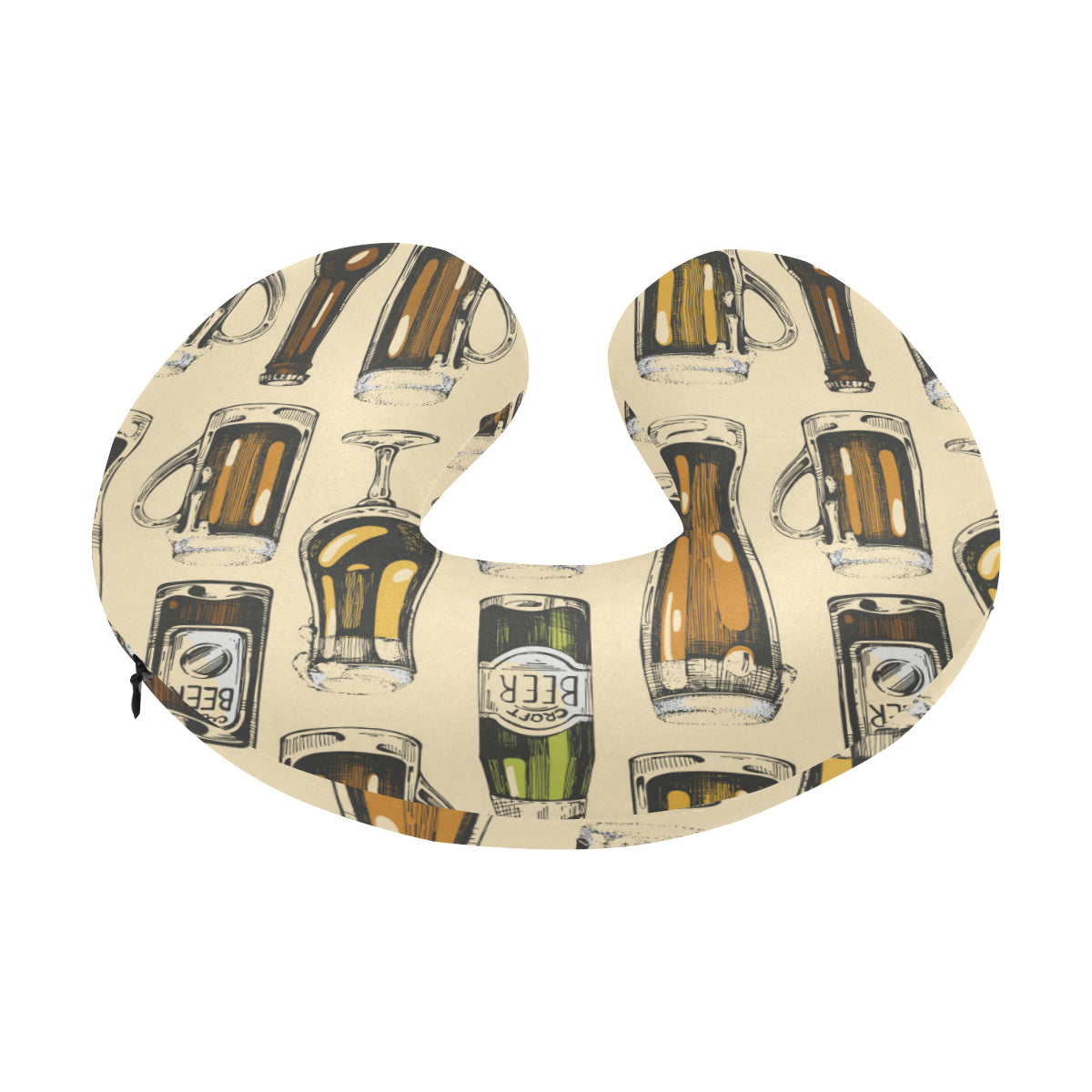 Beer Pattern Print Design 04 U-Shaped Travel Neck Pillow
