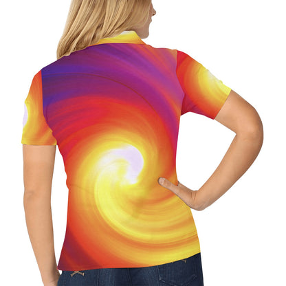 Vortex Twist Swirl Flame Themed Women's Polo Shirt
