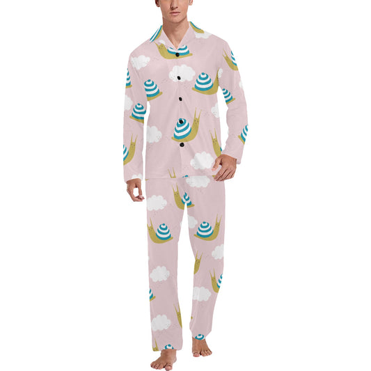 Snail Pattern Print Design 02 Men's Long Pajama Set