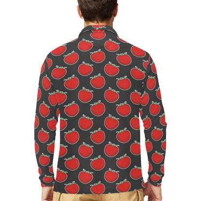 Tomato Print Design LKS306 Long Sleeve Polo Shirt For Men's
