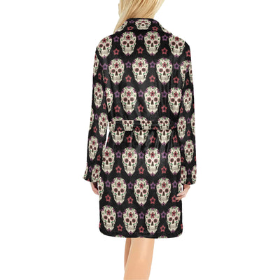 Sugar Skull Print Design LKS304 Women's Fleece Robe