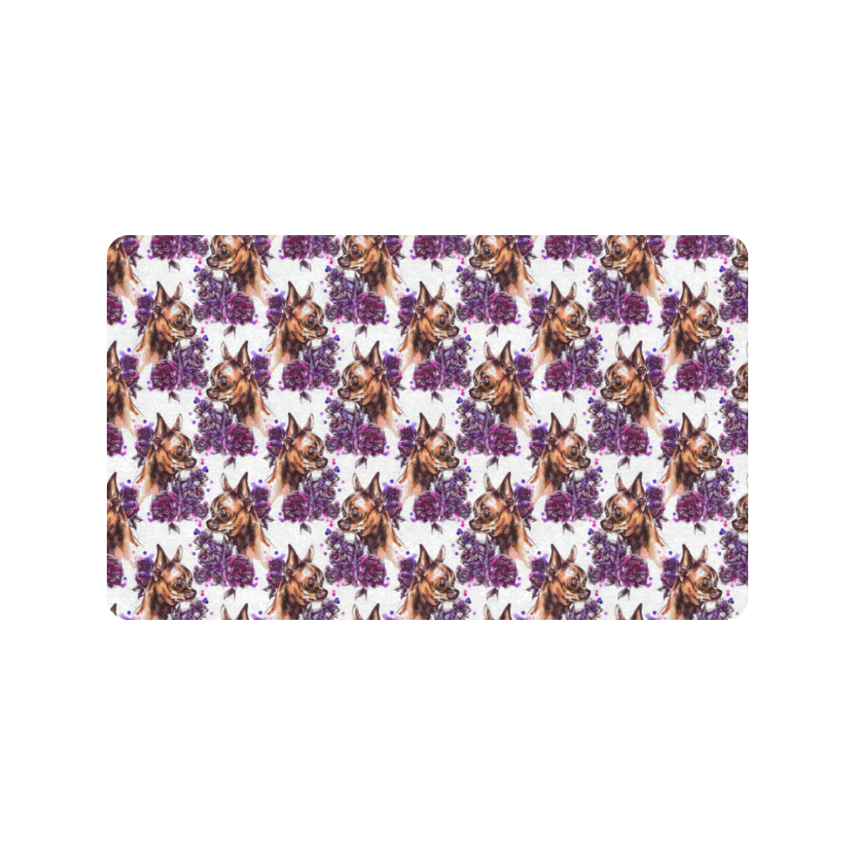 Chihuahua Purple Floral Rubber Doormat