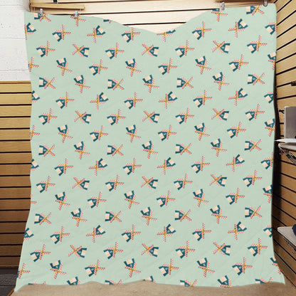 Windmill Pattern Print Design 02 Premium Quilt