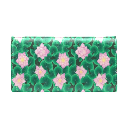 Water Lily Print Design LKS303 Women's Trifold Wallet