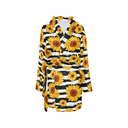 Sunflower Pattern Print Design SF010 Women's Fleece Robe
