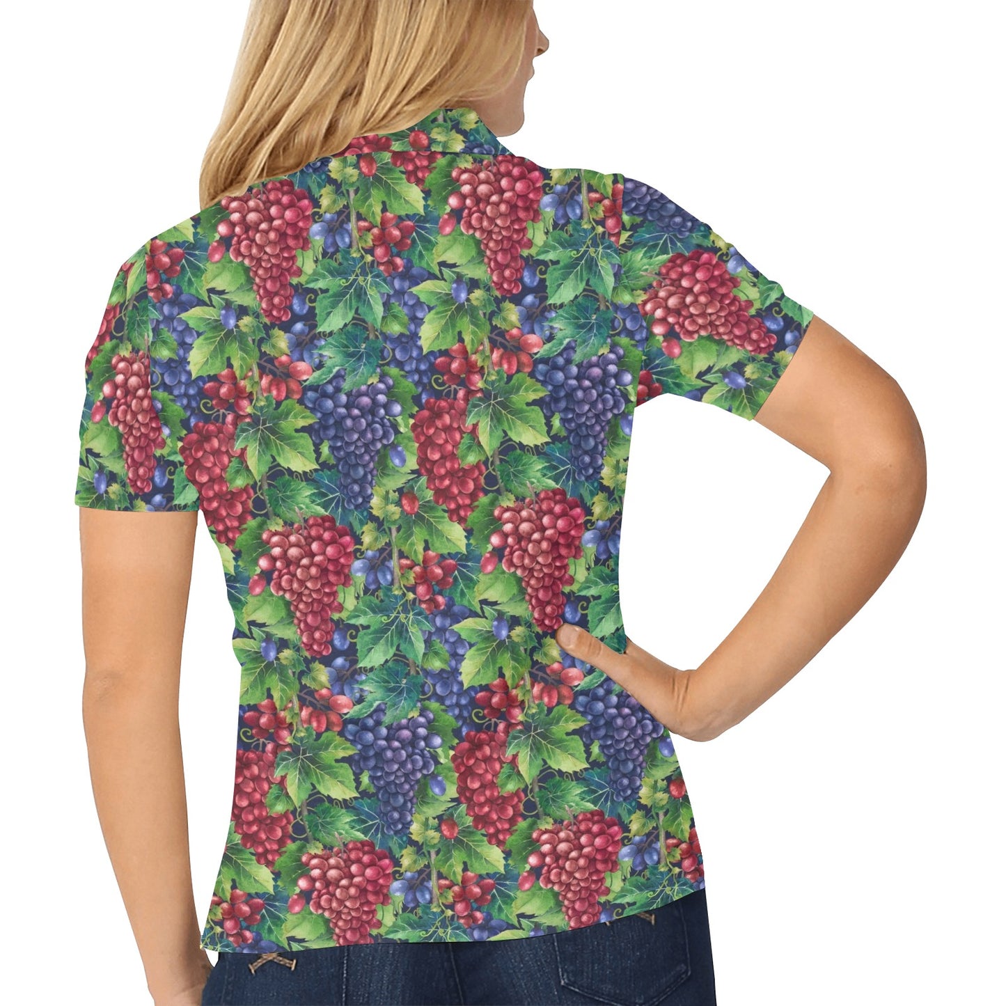 Grape Pattern Print Design GP02 Women's Polo Shirt