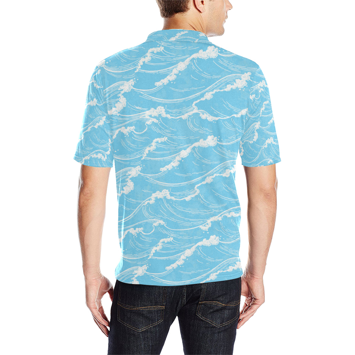 Ocean Wave Pattern Print Design A01 Men Polo Shirt